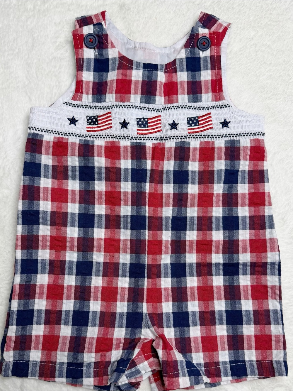 Goodlad Baby Boys Patriotic American Flag Plaid One Piece. 12M